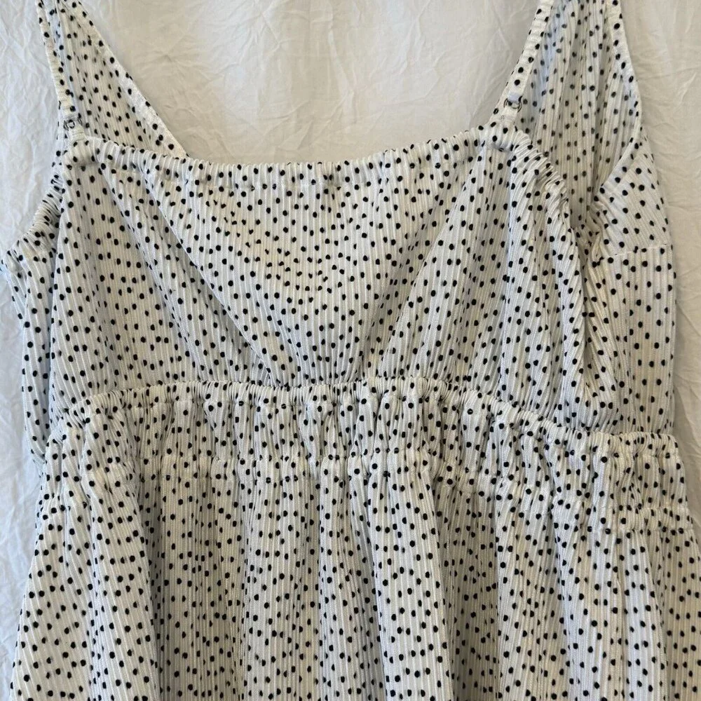 Abercrombie & Fitch Large Sleeveless Babydoll Top Black White‎ Polka Dots Y2K - Picture 8 of 8